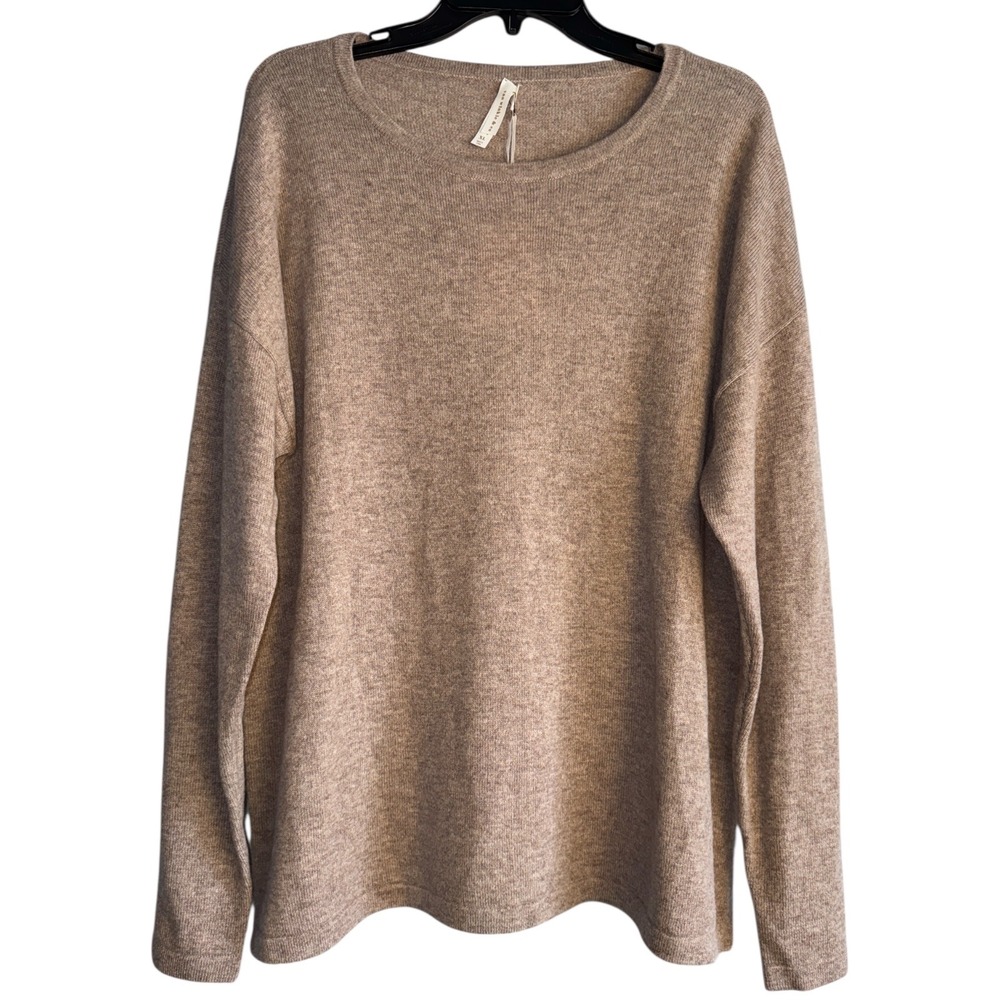 Antonio Melani Womens XL Camel 100% Cashmere Crew Neck‎ Long Sleeve Pullover NWT